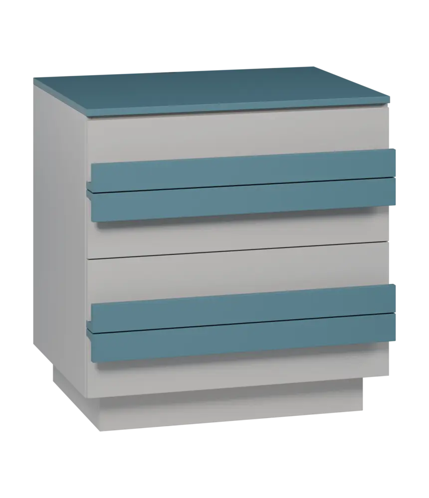 QL 2 - 84Z skříň šatní, 4-zásuvková, 820x800x620 mm, šedá/světle petrolejová